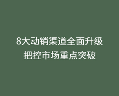 8大动销渠道全面升级,把控市场重点突破